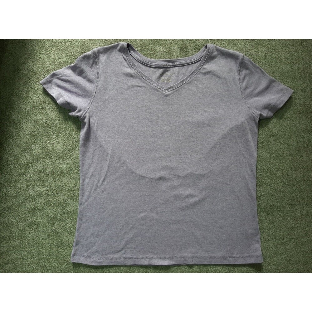 CHRISTOPHER & BANKS Womens Large L Purple Top Short Sleeve Shirt - Picture 1 of 4